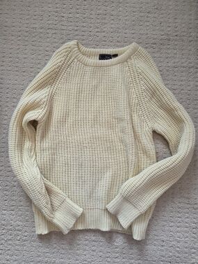 Fox Butter Yellow Waffle-Knit Crewneck Sweater
